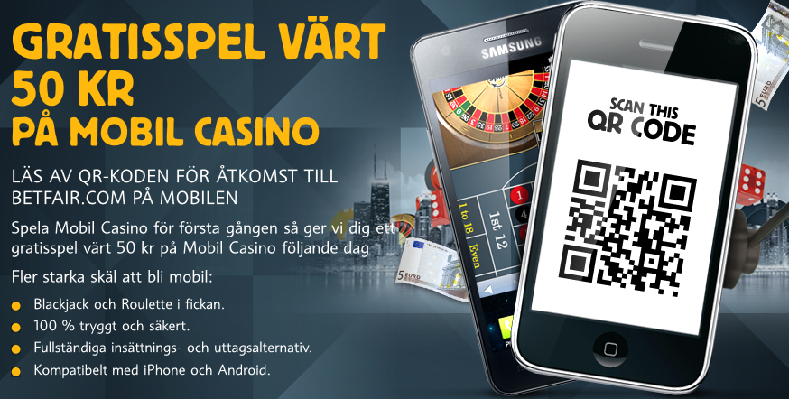 50 kr gratis för nya medlemmar till Betfair Mobil Casino
